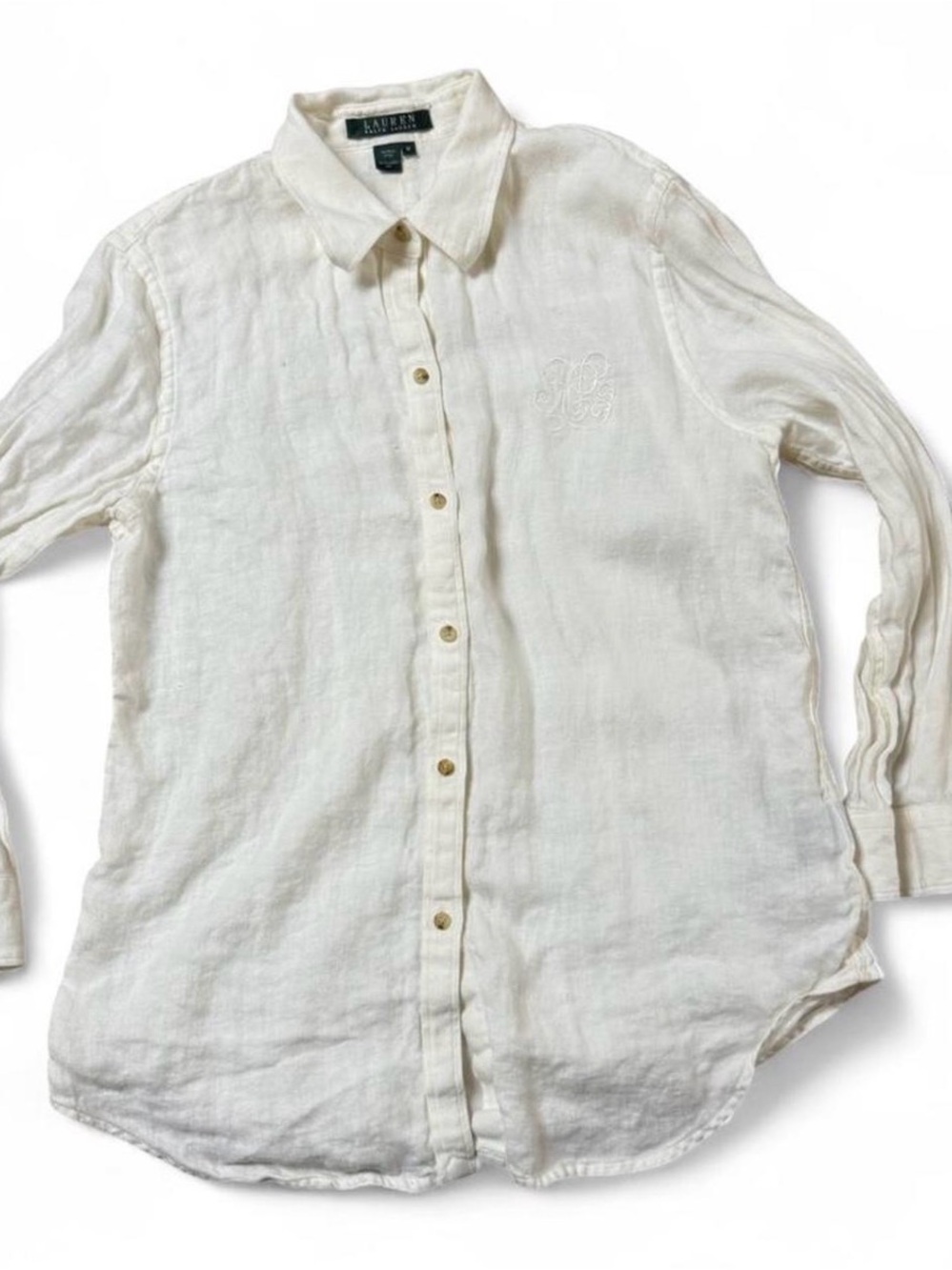 Ralph Lauren Women's Cream Linen Button-Down Shirt
